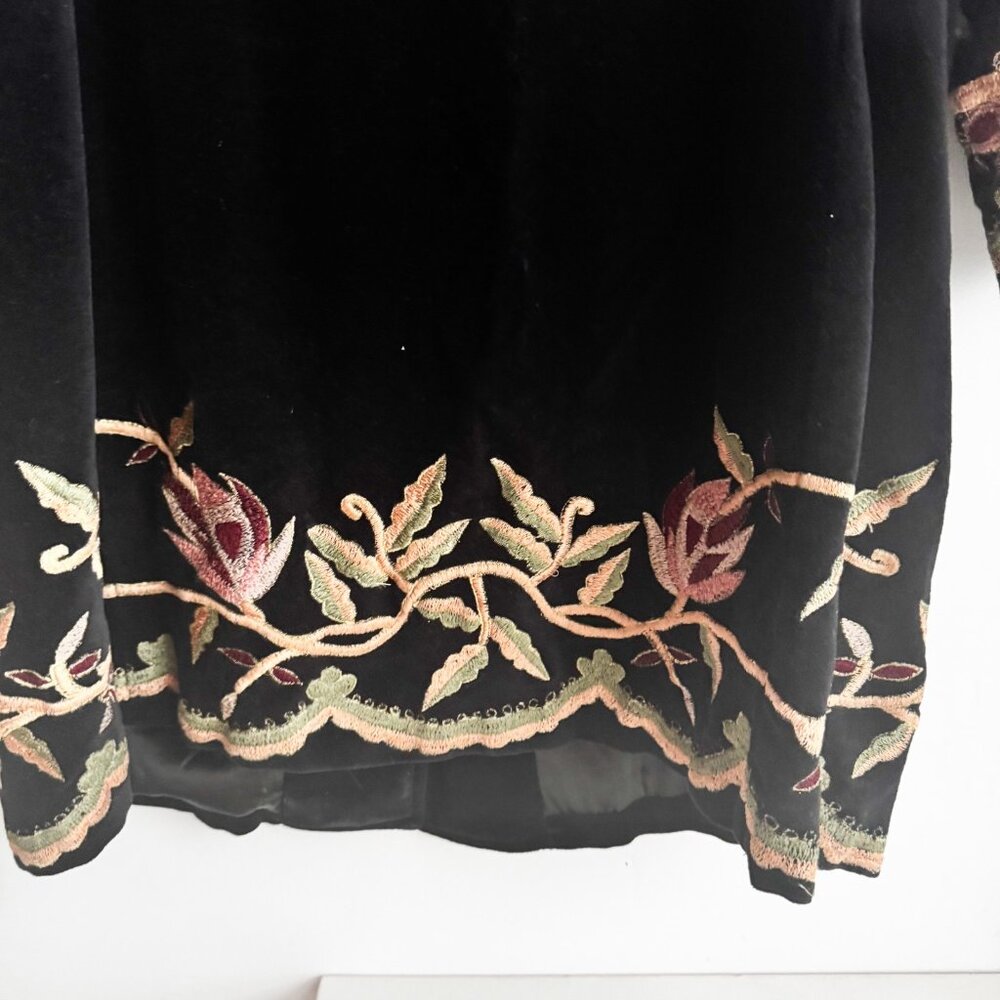 Black Embroidered Velvet Coat - Mahogany - Picture 7 of 7